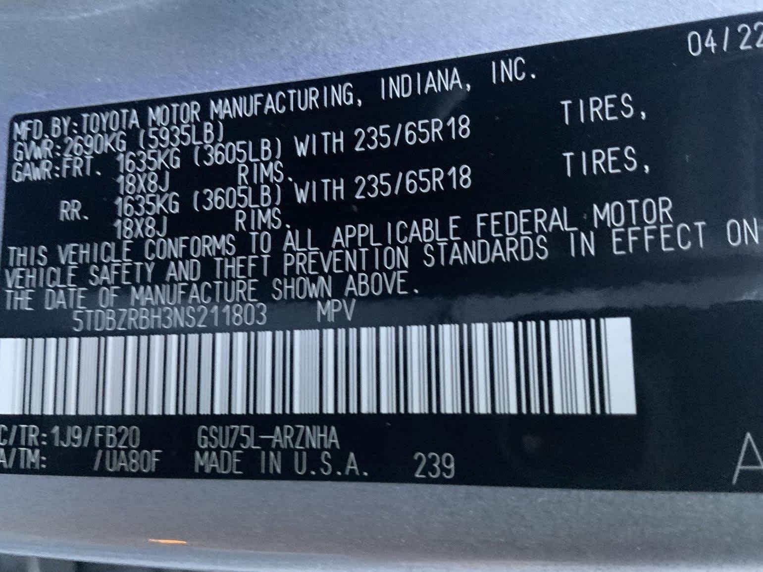 2022 Toyota Highlander LE