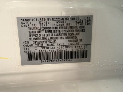 2026 Nissan Sentra SR