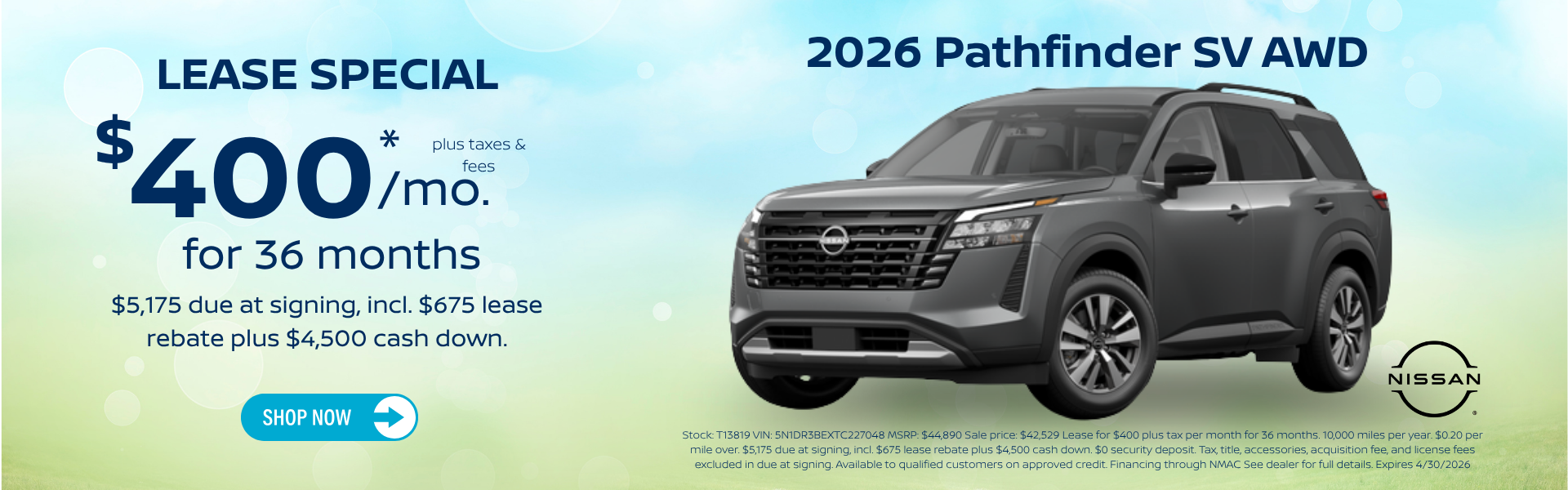 2026 Nissan Pathfinder Lease